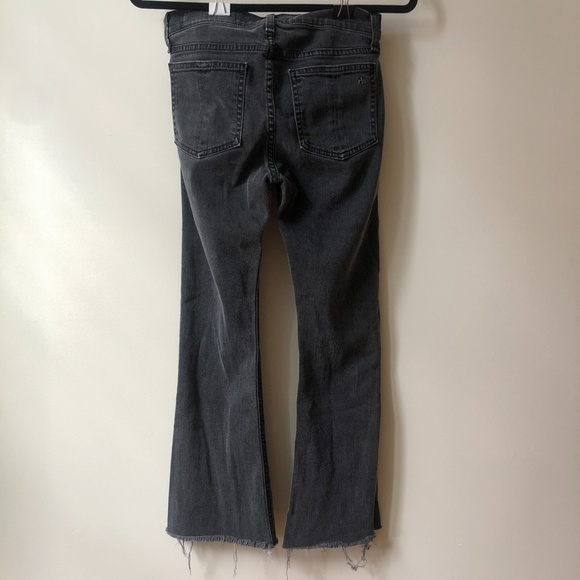 RAG & BONE 10" crop flare raw hem distressed jean in wash black thorne | size 24 - Picture 4 of 9
